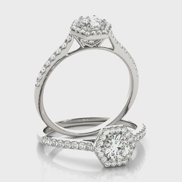 Hexagon  Halo with Diamonds Complete Includes Center Stone 1.00 Ct. $1699.00