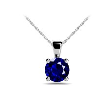 Round Sapphire Pendant Lab-Grown